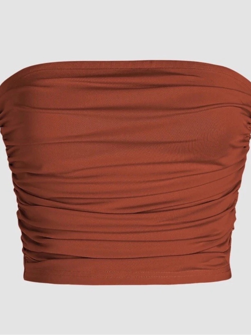 Cider Rust Ruched Strapless Crop Top